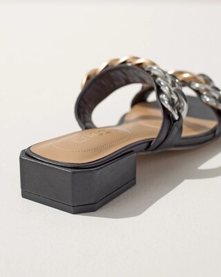 Chain Link Leather Slides