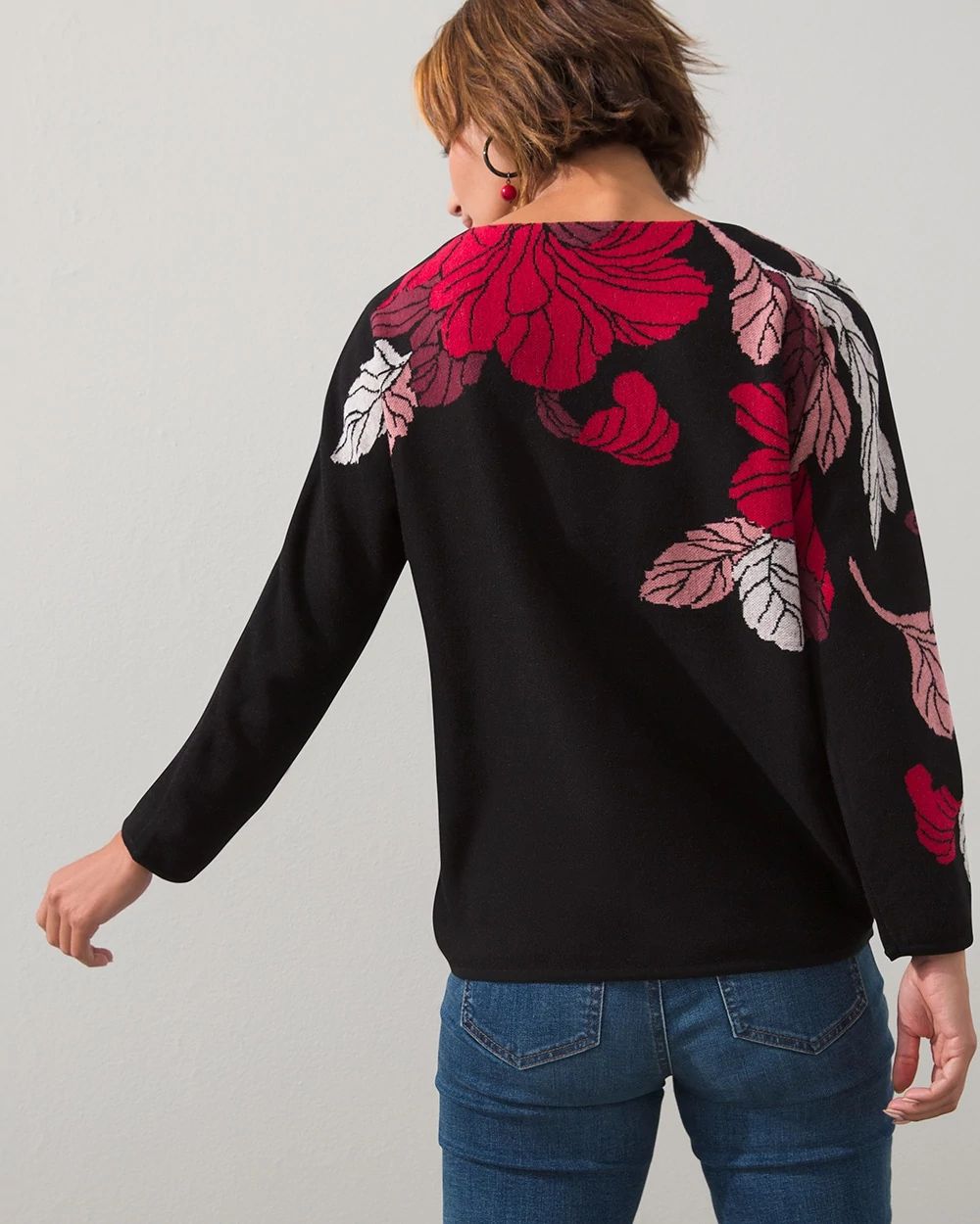 Floral Jacquard Pullover Sweater