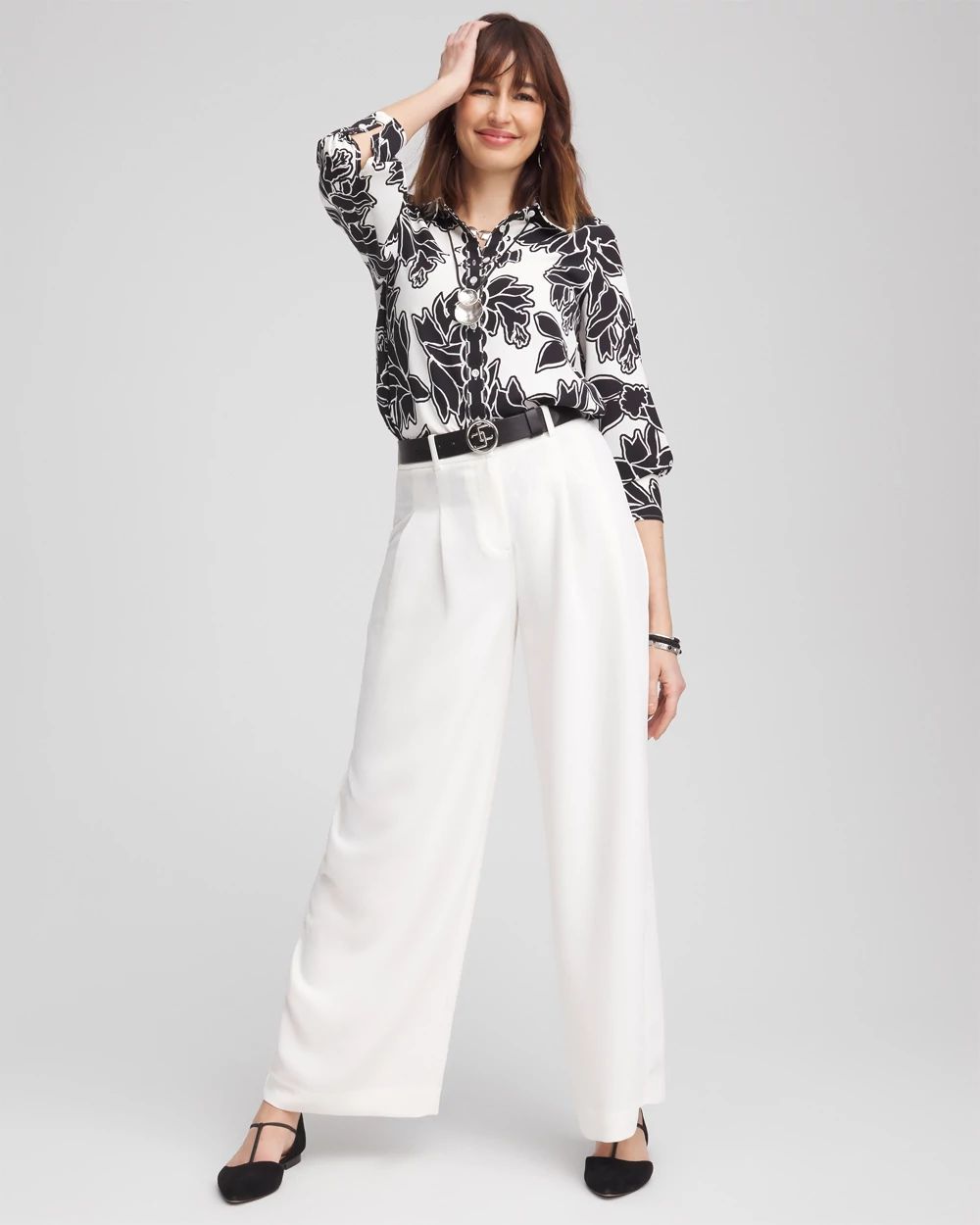 Twill Floral Collared Shirt click to view larger image.