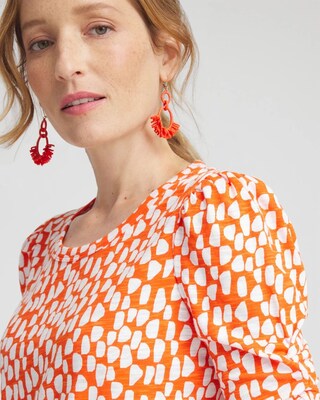 Dots Gathered Elbow Sleeve Tee