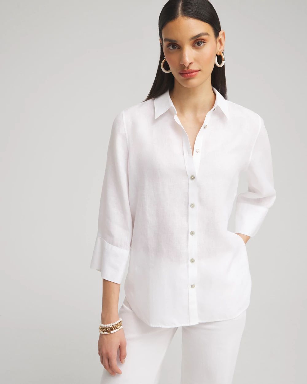 No Iron™ Linen 3/4 Sleeve Shirt