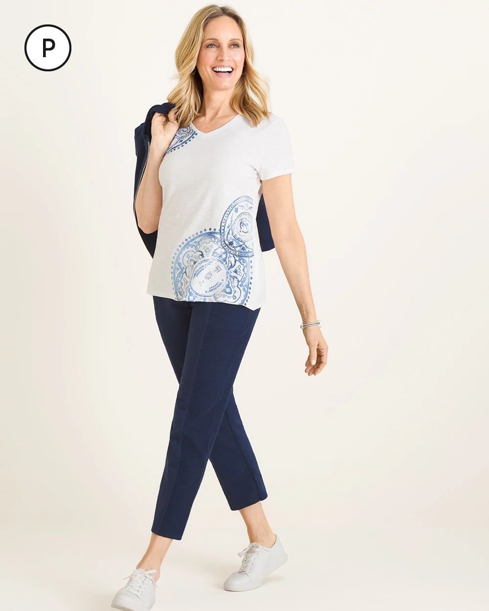 Zenergy Petite Stamp-Print Tee