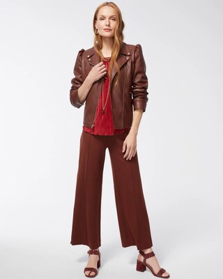 Ponte Pintuck Wide Leg Ankle Pants