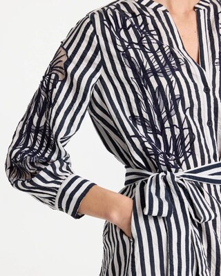 Embroidered Striped Dress click to view larger image.