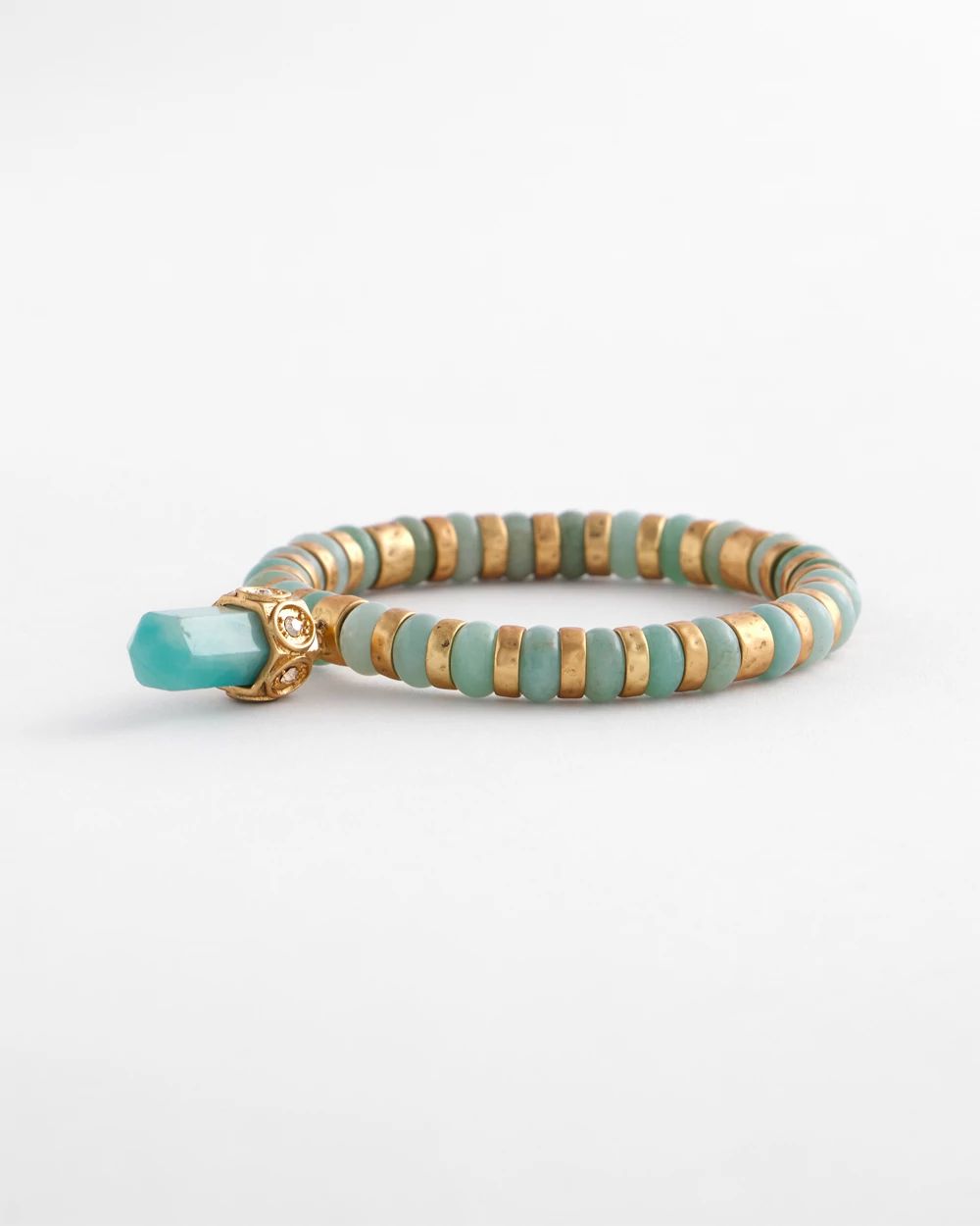 Mint Stone Bead Stretch Bracelet click to view larger image.