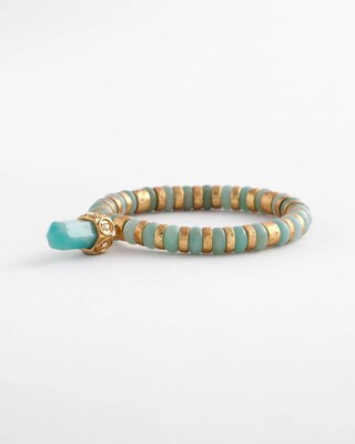 Mint Stone Bead Stretch Bracelet click to view larger image.