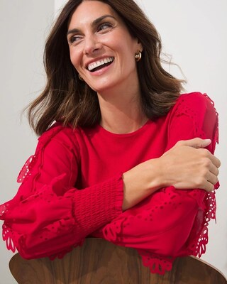 Laser Cut Applique Sleeve Sweater