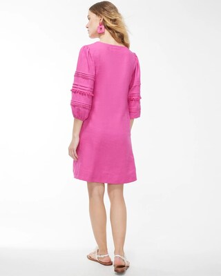 Pink Linen Embellished Dress