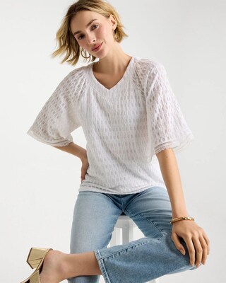 Crinkle Lace Knit Raglan Tee click to view larger image.