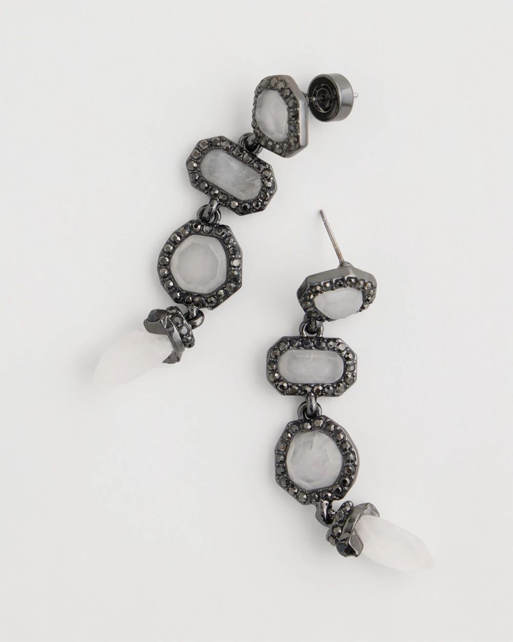 Quartz Stone Linear Drop Earrings click to view larger image.