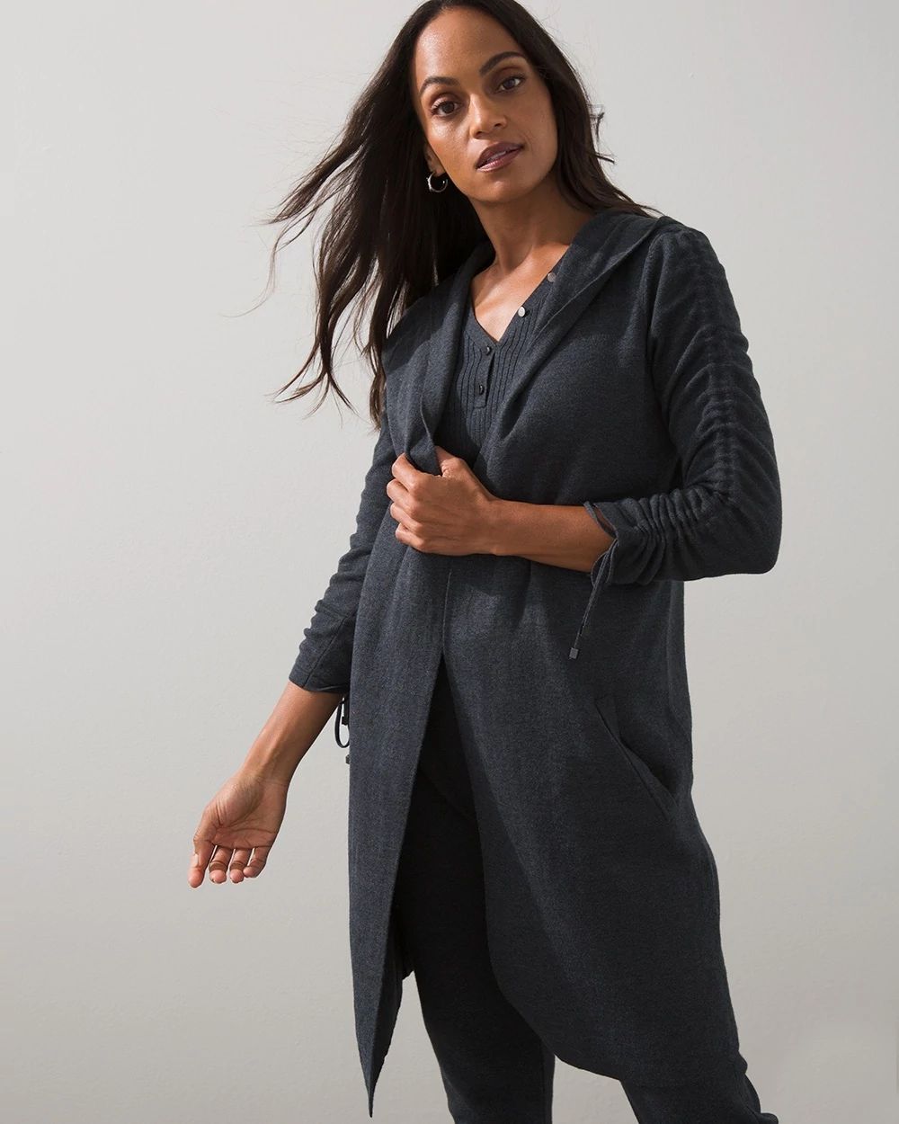 Zenergy Cotton-Cashmere Hooded Cardigan