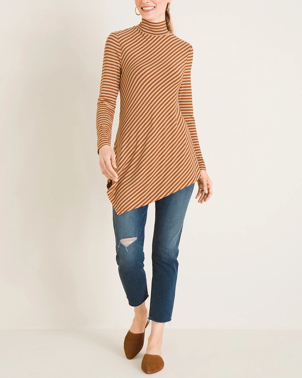 Mock-Neck Asymmetrical-Hem Top