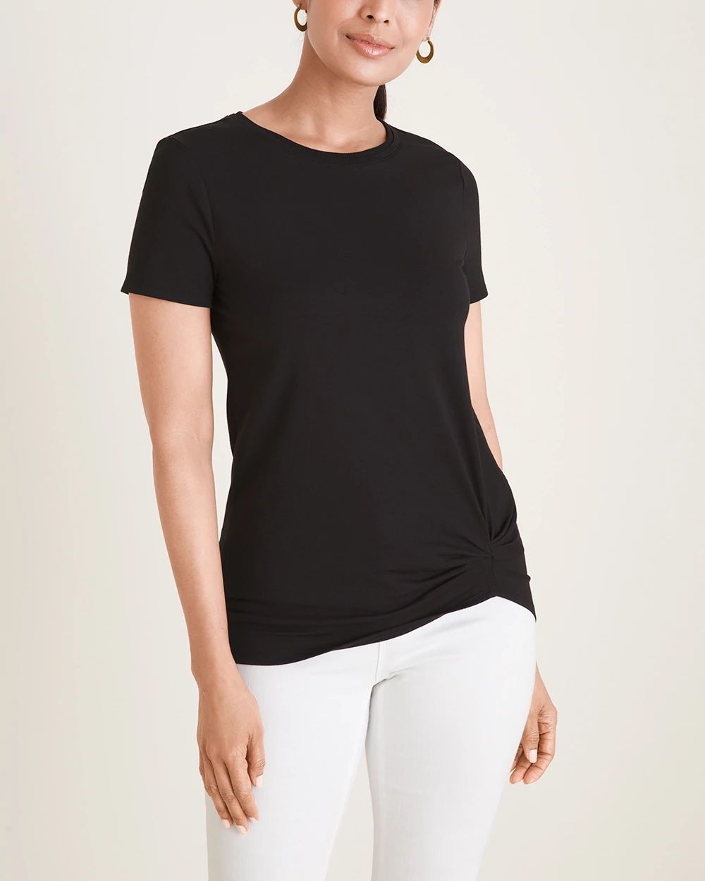 Knot-Detail Rib-Neck Tee