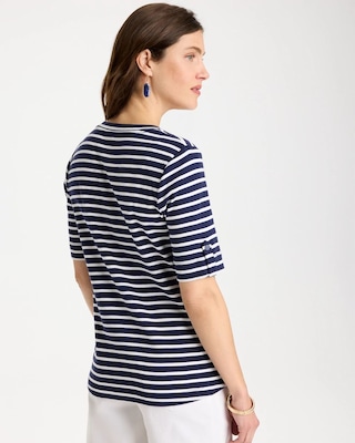 Pima Striped Elbow Sleeve Tee click to view larger image.