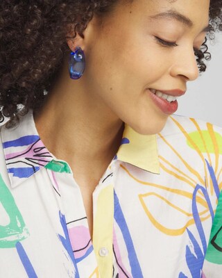 No Droop™ Blue Lucite Square Hoops