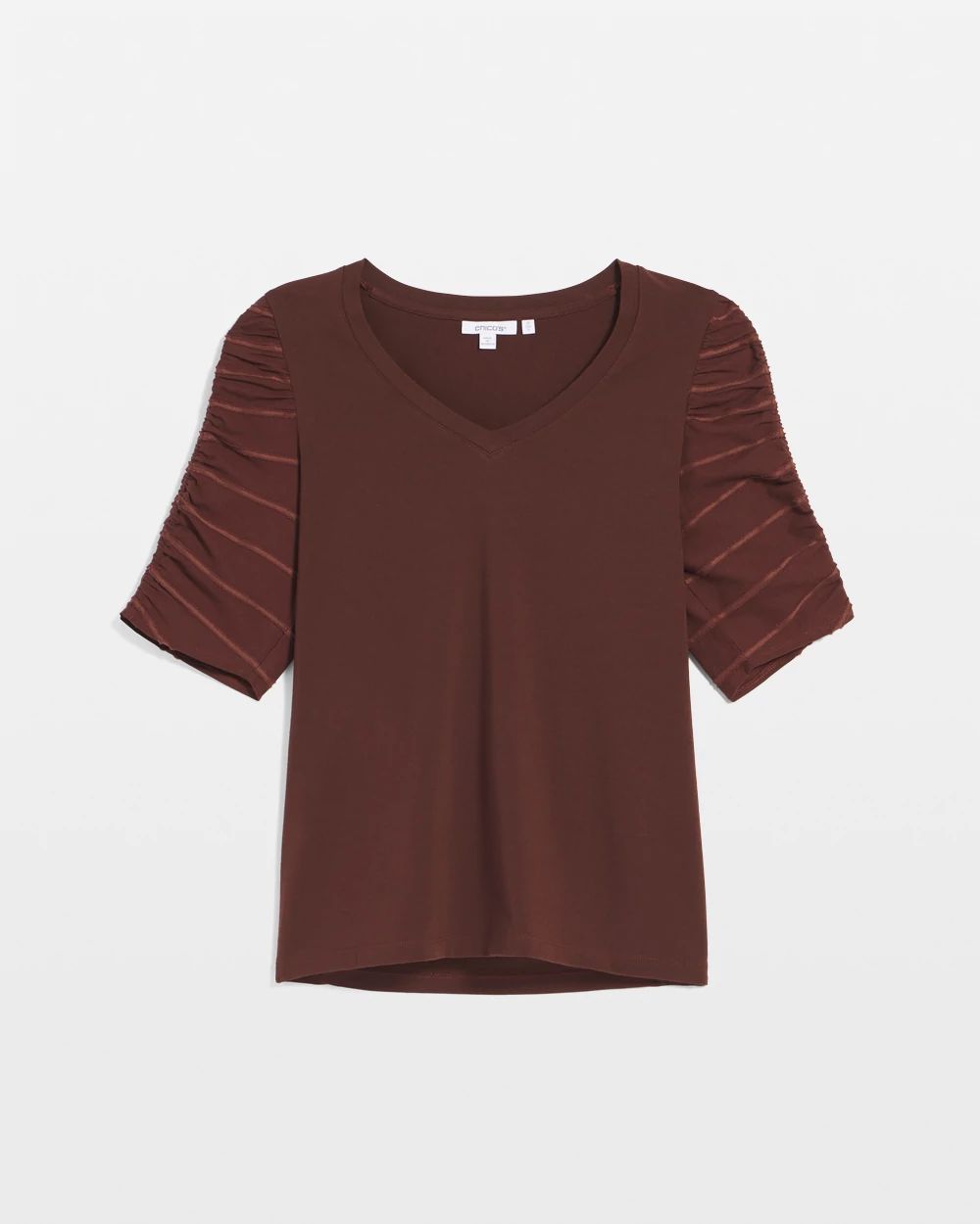 Cotton-Blend Ruched-Sleeve Top