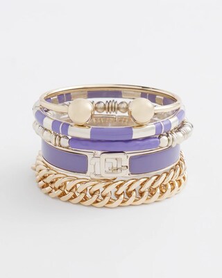 Purple Enamel Bar Stretch Bracelet