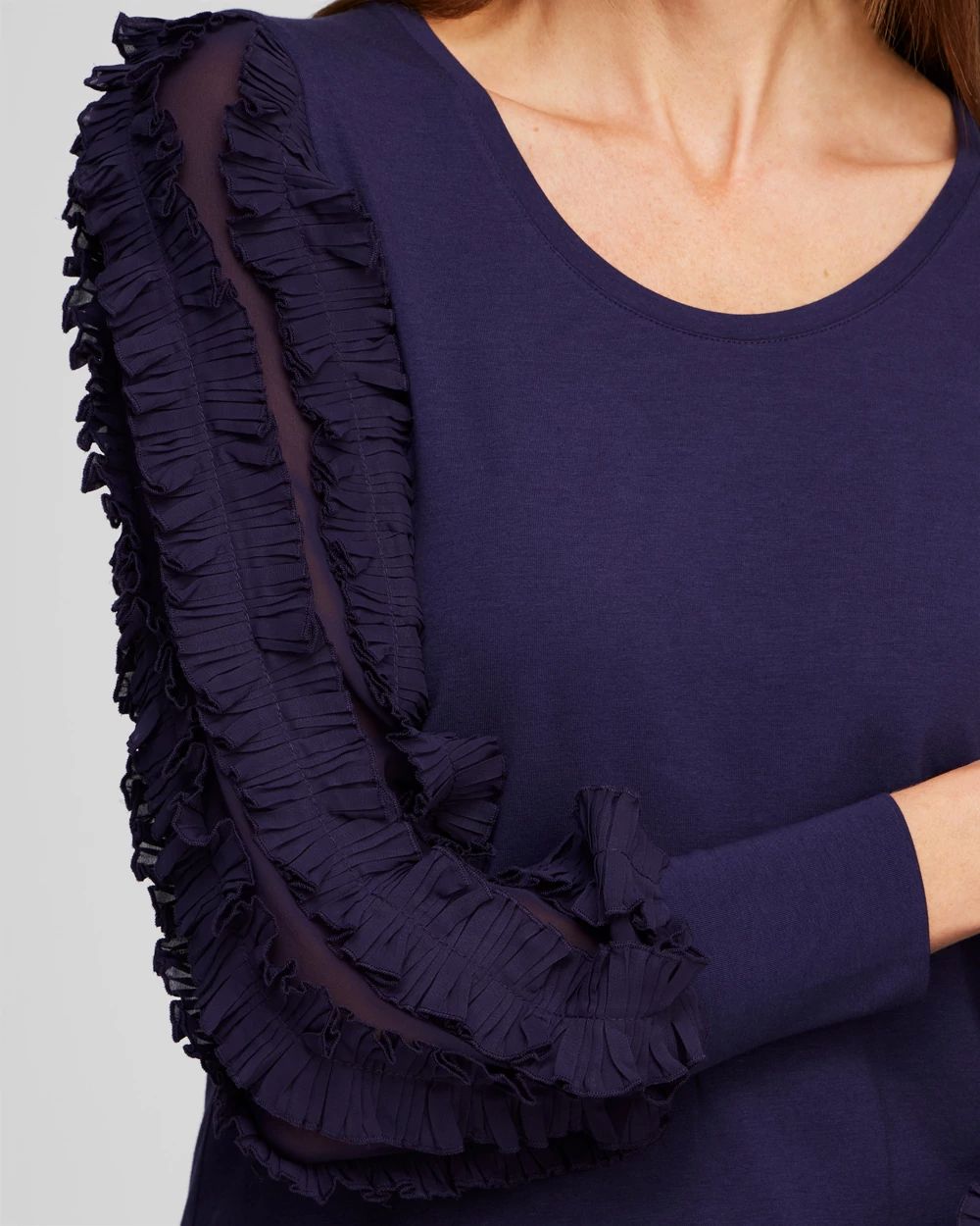 Chiffon Pleat Sleeve Tee