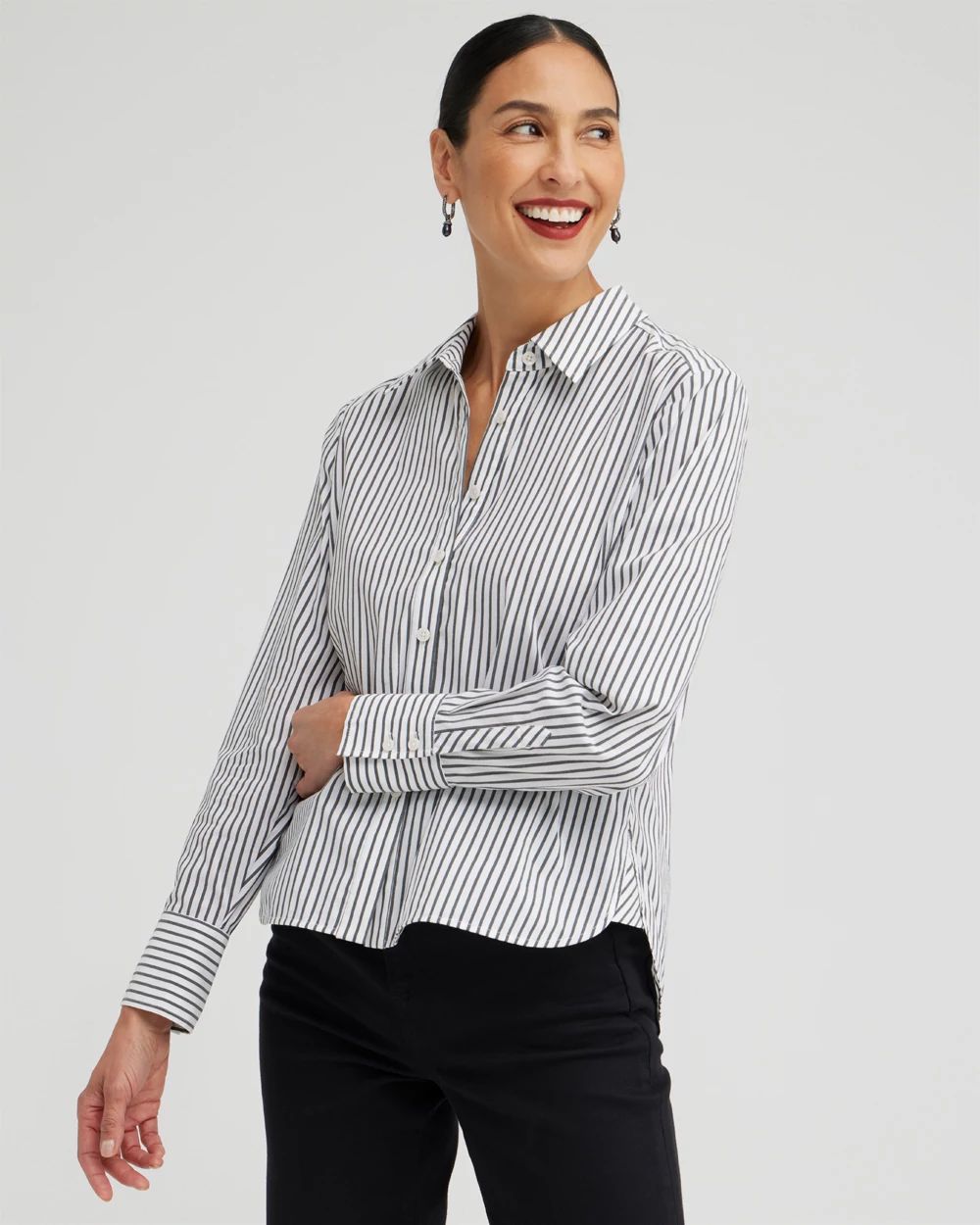 Popline Stripe Cropped Shirt