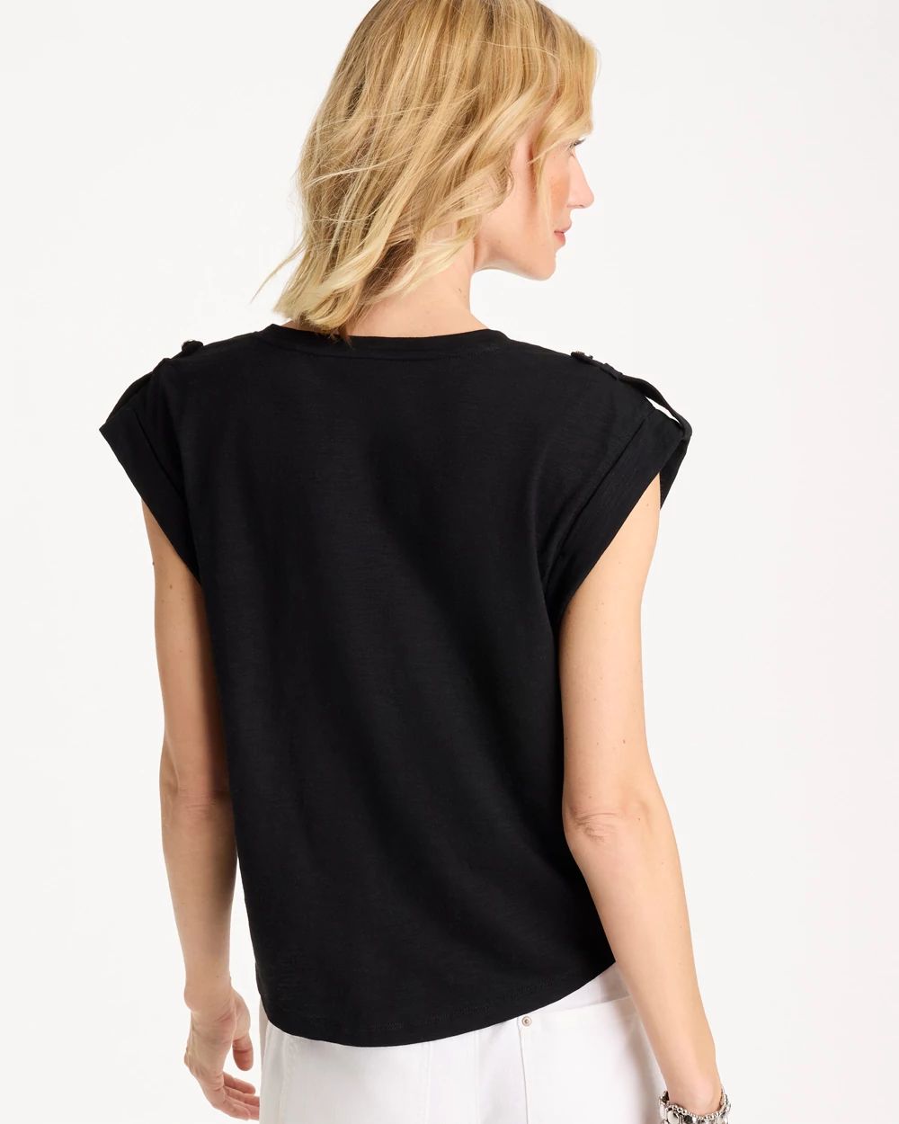Cotton Slub Epaulette Tee click to view larger image.