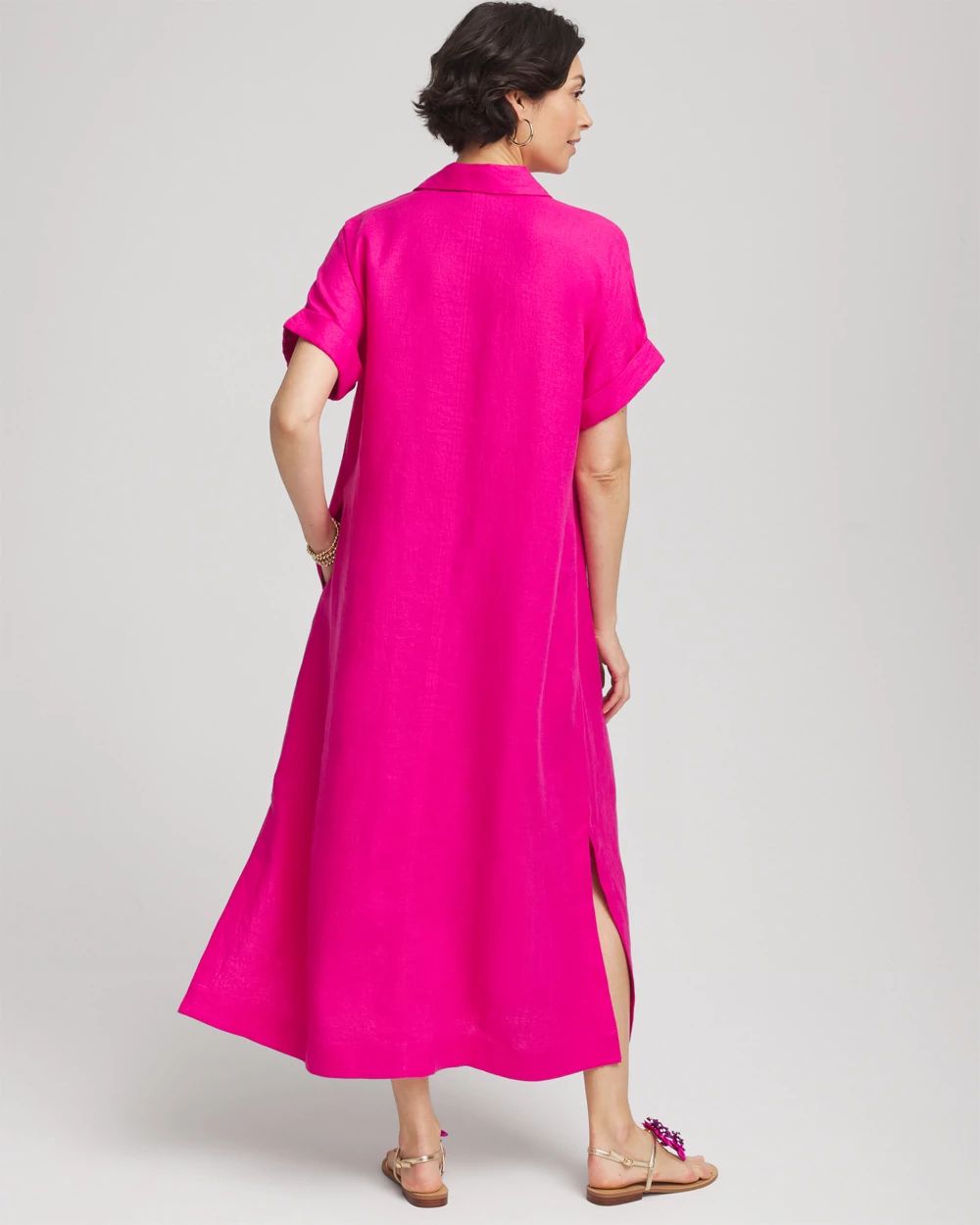 Linen Popover Kaftan Dress