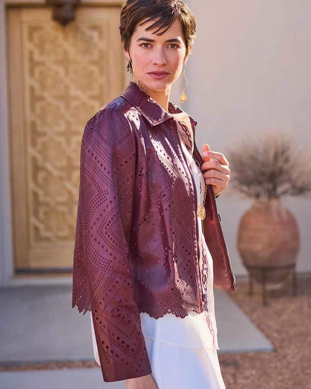 Cutout Faux Leather Jacket