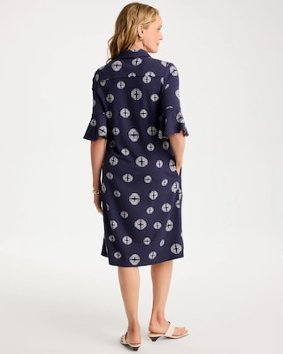 Printed Ponte Flounce Sleeve Dress click to view larger image.
