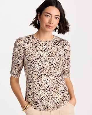 Touch of Cool™ Animal Print Shirred Tee