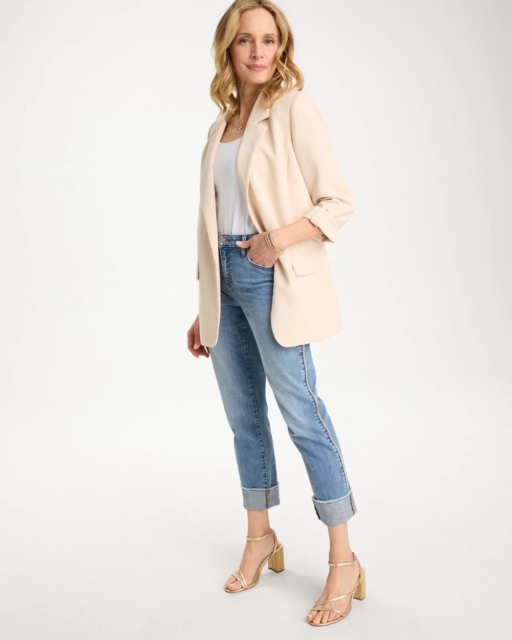 Girlfriend Roll Cuff Crop Jeans click to view larger image.