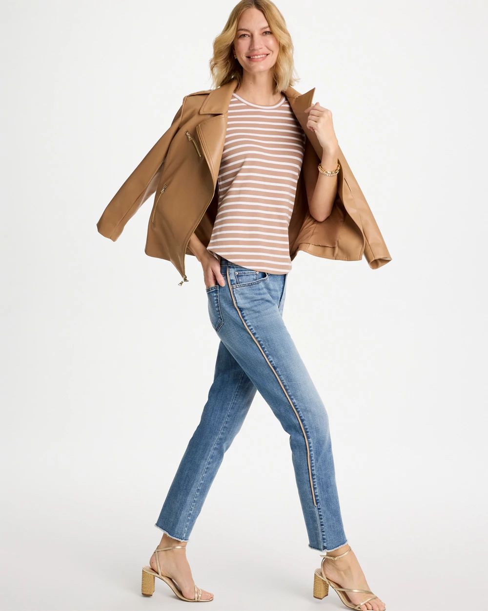 Girlfriend Roll Cuff Crop Jeans