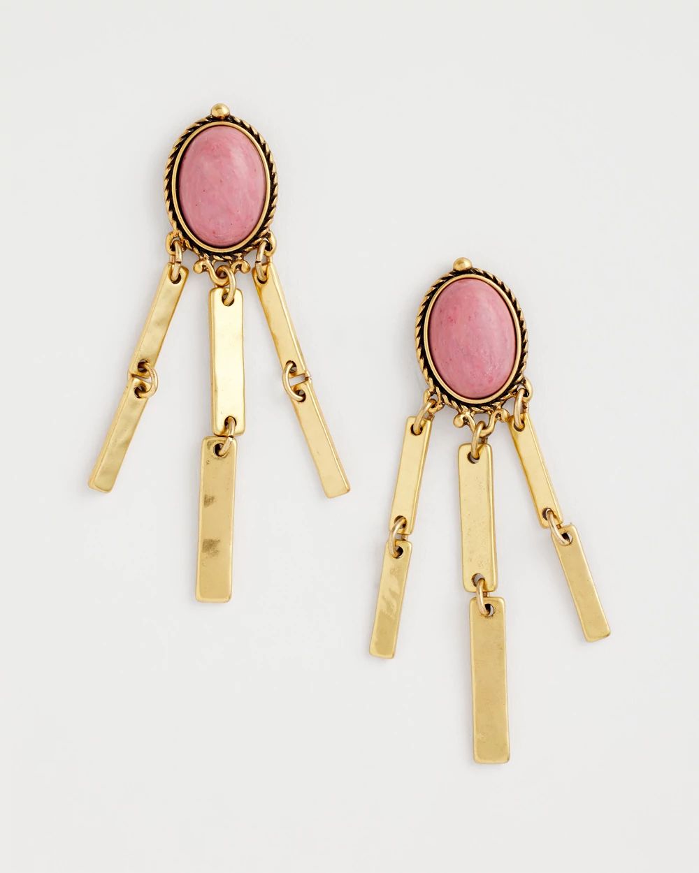 No Droop® Rhodonite & Jasper Brass Chandelier Earrings