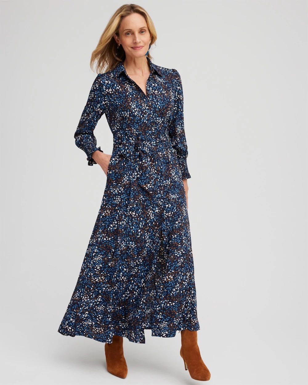 Dot Print Shirt Dress