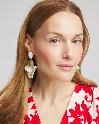 Antique Gold & Seashell Chandelier Earrings click to view larger image.