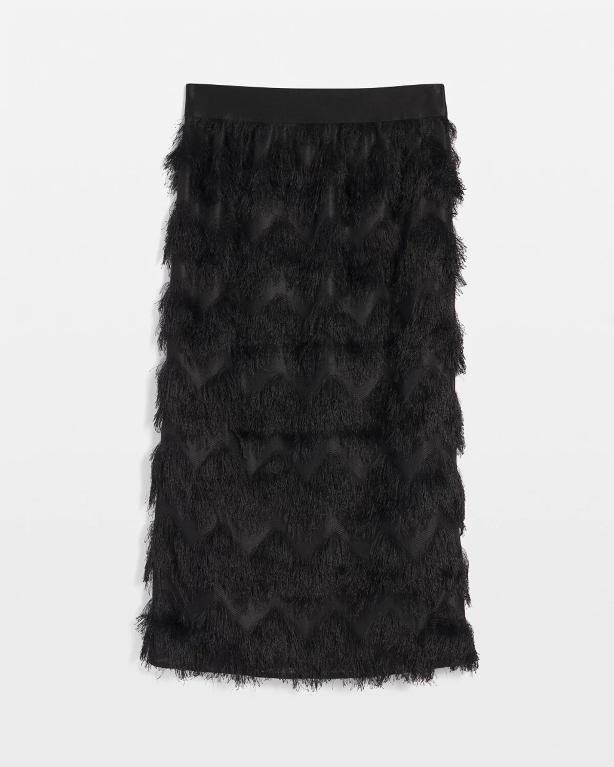 Chico's Chevron Fringe Party Skirt In Black In Black