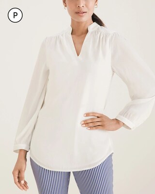 Petite Stitch-Detail Blouse