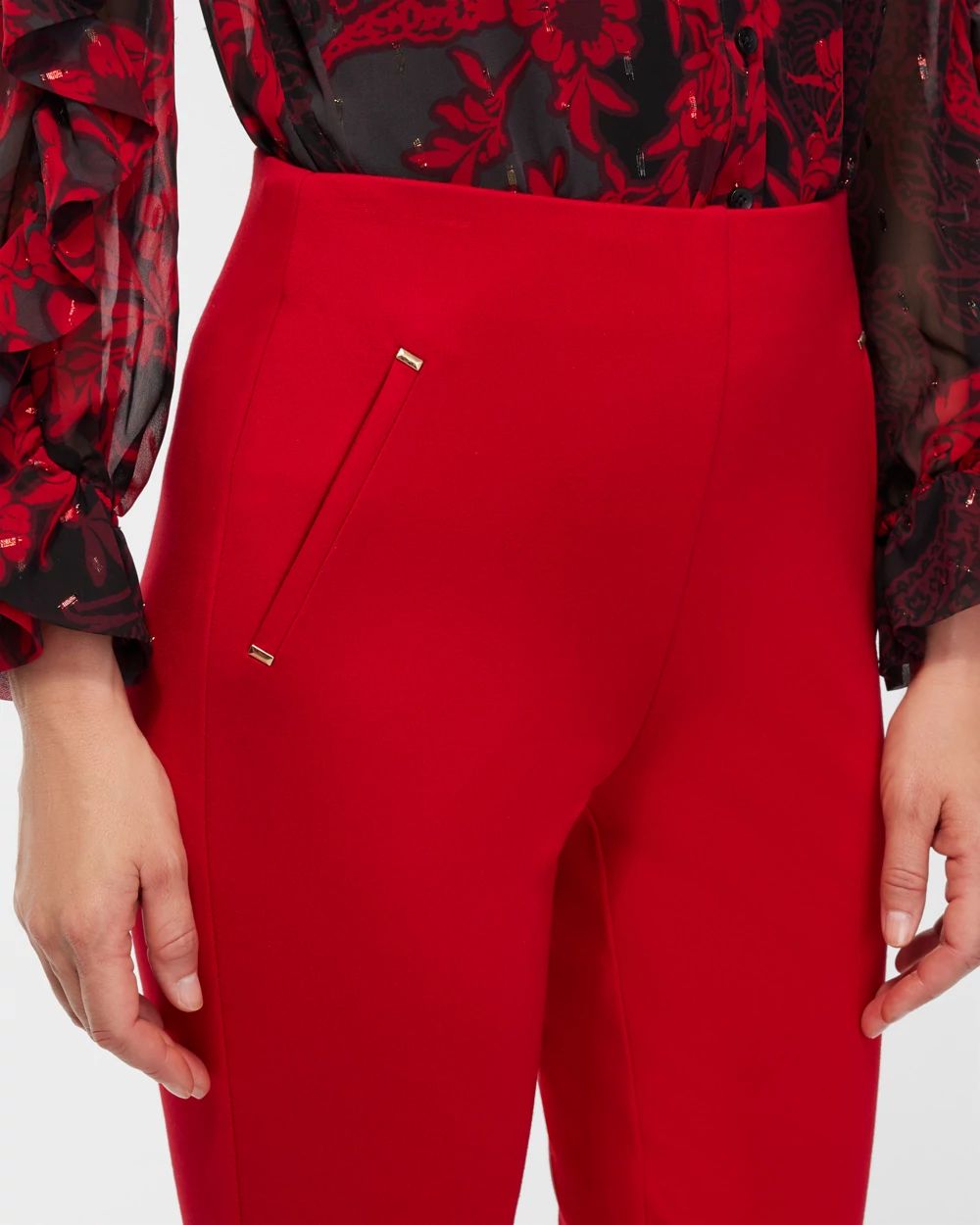 Petite Juliet Slim Trim Detail Ankle Pants