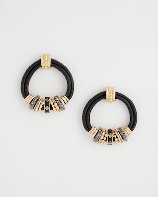 Black & Goldtone Charm Earrings