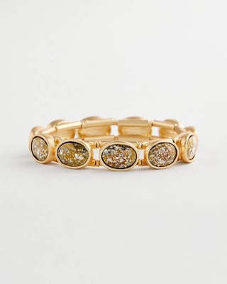 Large Faceted Gem Stretch Cuff Bracelet