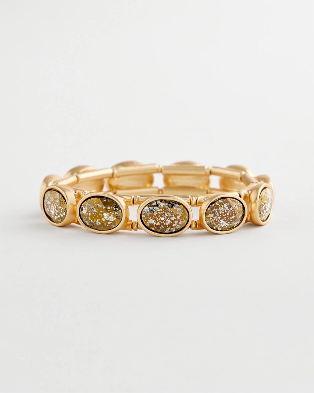 Large Faceted Gem Stretch Cuff Bracelet