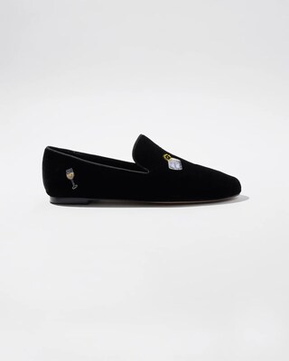 Velvet Embroidered Loafers