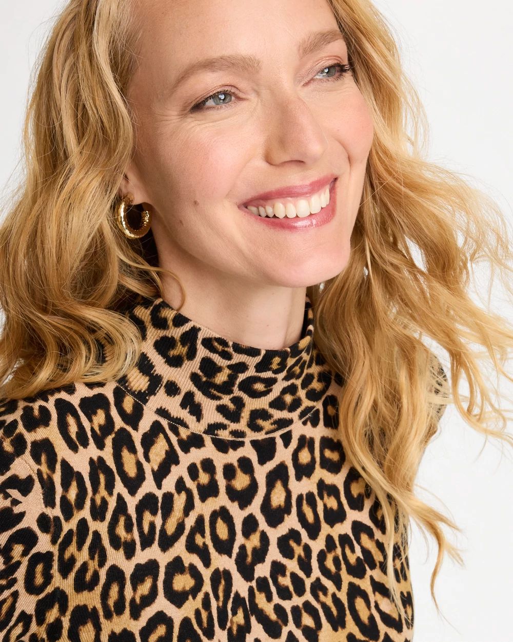 Ella Mockneck Animal Print Sweater click to view larger image.