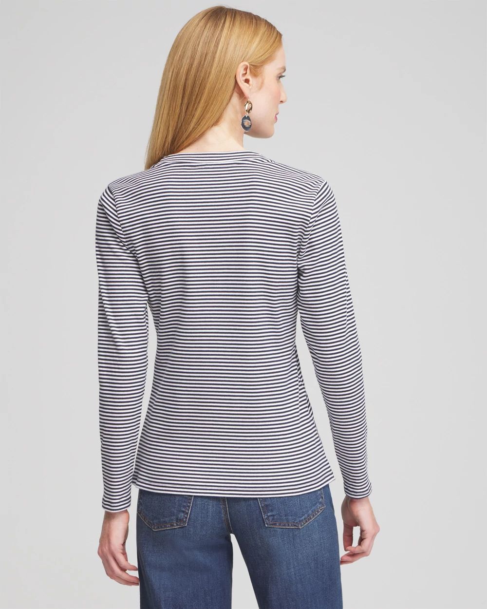 Stripe Ribbed Henley Tee
