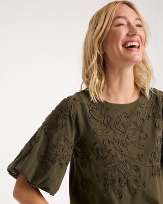 Soutache Soft-Stretch Bubble Hem Top click to view larger image.