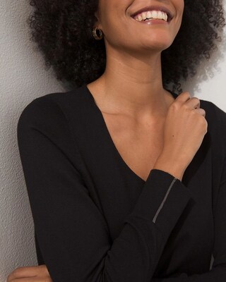 Caviar Bead Tipped V-Neck Sweater