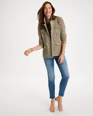 Tweed Long-Sleeve Sweater Blazer click to view larger image.