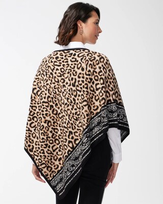 Animal Print Sweater Poncho