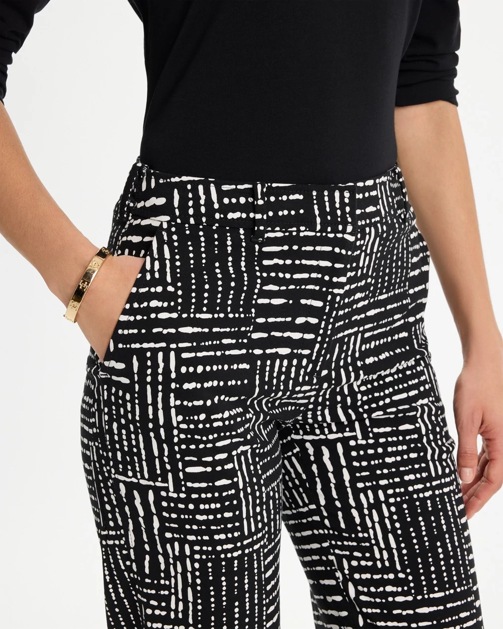 Emme Fly Front Straight Printed Crop Pants