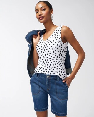 Dot Print Everyday Button Tank