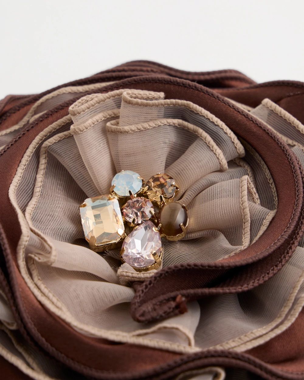 Neutral Bejeweled Flower Brooch click to view larger image.