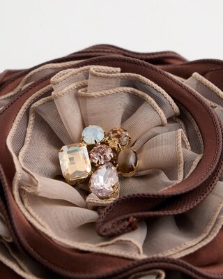 Neutral Bejeweled Flower Brooch click to view larger image.